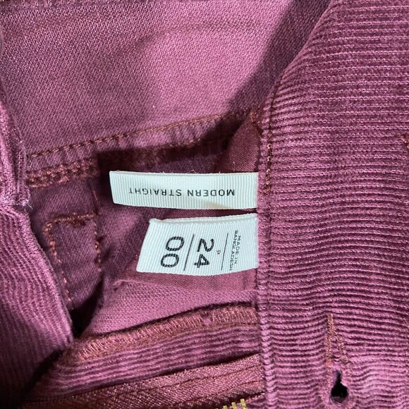 LOFT Made and Love Corduroy Pants Women 24P Modern Straight Burgundy Jeans Slack - Picture 6 of 11